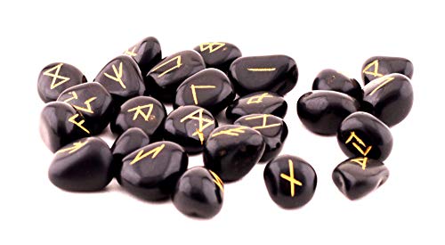 Black Tourmaline Runes with Altar Cloth