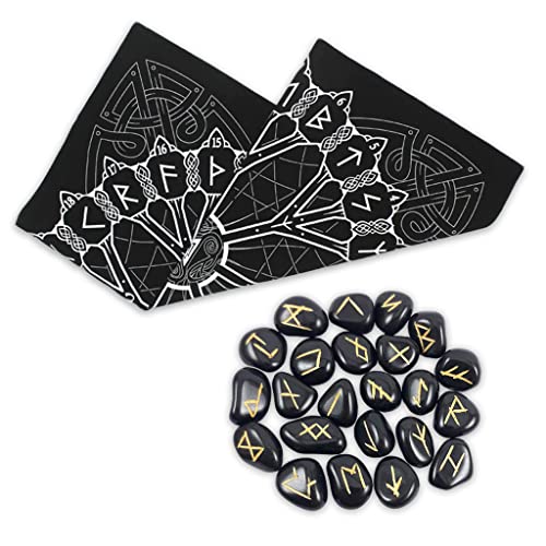 Black Tourmaline Runes with Altar Cloth