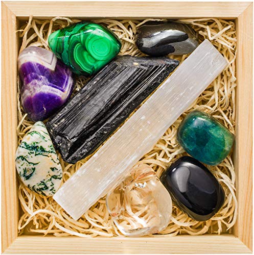 Healing Crystals Set in Wooden Box - 7 Stone Set